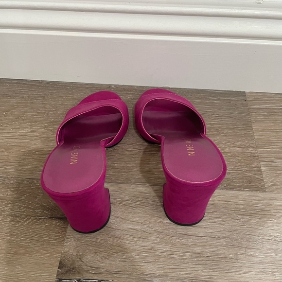 Nine West Women's Pink Suede Open Toe Heels Size 4 - Picture 5 of 7